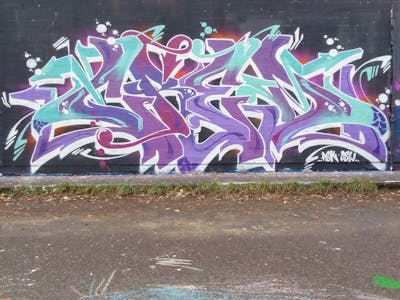 Violet and Colorful Stylewriting by CRED. This Graffiti is located in Berlin, Germany and was created in 2023. This Graffiti can be described as Stylewriting and Wall of Fame.