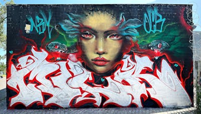 White and Red and Colorful Stylewriting by Milk21 and Cors One. This Graffiti is located in Berlin, Germany and was created in 2023. This Graffiti can be described as Stylewriting, Characters and Streetart.
