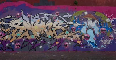 Colorful Stylewriting by SAO2971 and SAONE. This Graffiti is located in St helier, Jersey and was created in 2022. This Graffiti can be described as Stylewriting, Characters and Wall of Fame.