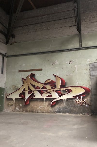 Red and Beige Stylewriting by Syck, ABS, KKP and Los Capitanos. This Graffiti is located in Germany and was created in 2019. This Graffiti can be described as Stylewriting and Abandoned.