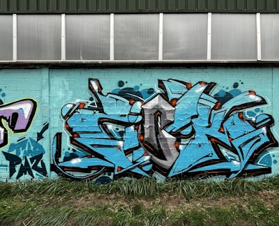 Light Blue Stylewriting by ZICK and PMZ CREW. This Graffiti is located in Meppen, Germany and was created in 2024.