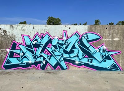Coralle and Cyan Stylewriting by Thetan. This Graffiti is located in Italy and was created in 2022. This Graffiti can be described as Stylewriting and Abandoned.