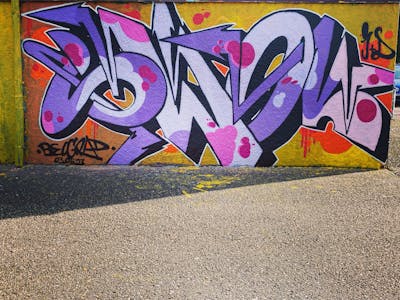 Violet and Yellow Stylewriting by NikoOner. This Graffiti is located in Switzerland and was created in 2023.