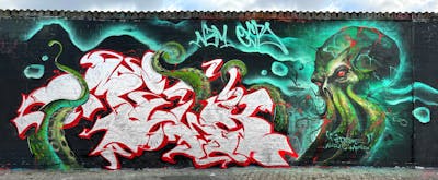 Colorful Stylewriting by Cors One and Milk21. This Graffiti is located in Berlin, Germany and was created in 2023. This Graffiti can be described as Stylewriting, Characters and Wall of Fame.