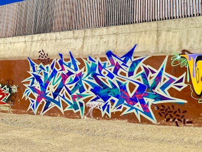 Blue and Colorful Stylewriting by _mekes_. This Graffiti is located in Paris, France and was created in 2022. This Graffiti can be described as Stylewriting and Wall of Fame.