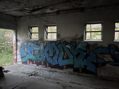 Light Blue Stylewriting by Fumok. This Graffiti is located in Döbeln, Germany and was created in 2022. This Graffiti can be described as Stylewriting and Abandoned.