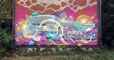 Colorful Stylewriting by Fork Imre. This Graffiti is located in Budapest, Hungary and was created in 2018. This Graffiti can be described as Stylewriting and Futuristic.