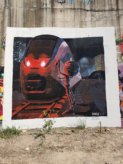 Red and Grey and Black Characters by Erwtje. This Graffiti is located in Utrecht, Netherlands and was created in 2020. This Graffiti can be described as Characters and Streetart.