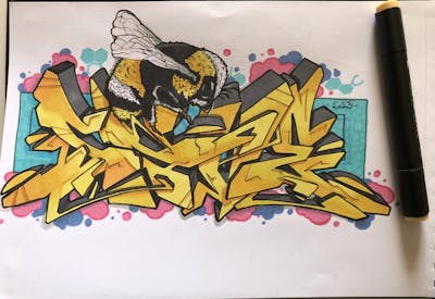 Yellow and Colorful Blackbook by Shone2laba. This Graffiti is located in Corsica, France and was created in 2023. This Graffiti can be described as Blackbook.