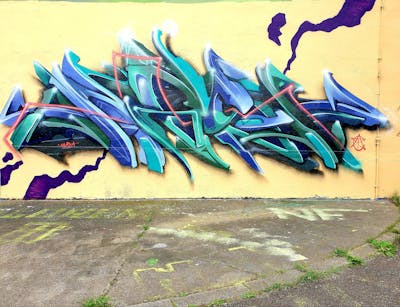 Violet and Cyan and Beige Stylewriting by angst. This Graffiti is located in Germany and was created in 2023. This Graffiti can be described as Stylewriting and 3D.