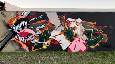 Colorful and Orange Stylewriting by Mister Wings. This Graffiti is located in Italy and was created in 2023. This Graffiti can be described as Stylewriting and Characters.