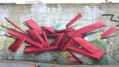 Red and Coralle Stylewriting by Nista. This Graffiti is located in Italy and was created in 2022. This Graffiti can be described as Stylewriting and 3D.