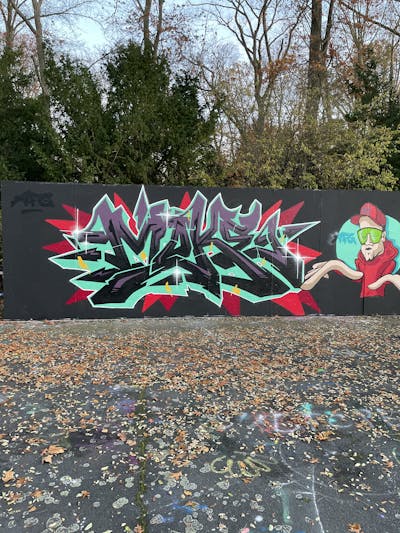Colorful Stylewriting by MOKE. This Graffiti is located in Berlin, Germany and was created in 2020. This Graffiti can be described as Stylewriting, Characters and Wall of Fame.