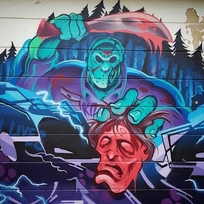 Colorful and Cyan Characters by tempz and cruze. This Graffiti is located in Warsaw, Poland and was created in 2021.
