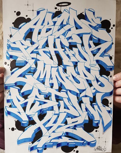 Light Blue and White and Black Blackbook by Signo. This Graffiti is located in France and was created in 2023. This Graffiti can be described as Blackbook.