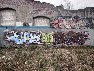 Brown and Light Blue and Light Green Stylewriting by ZICK, BERS and PMZ CREW. This Graffiti is located in Germany and was created in 2023. This Graffiti can be described as Stylewriting and Abandoned.