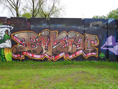 Colorful Stylewriting by Bikigo. This Graffiti is located in Eindhoven, Netherlands and was created in 2012. This Graffiti can be described as Stylewriting and Wall of Fame.