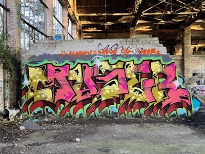 Coralle and Beige and Colorful Stylewriting by Muser. This Graffiti is located in Leipzig, Germany and was created in 2023. This Graffiti can be described as Stylewriting and Abandoned.