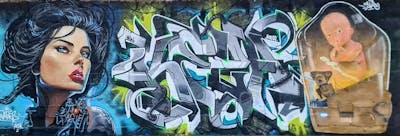 Grey and Colorful Stylewriting by Keza, SIRE and Pares. This Graffiti is located in LE HAVRE, France and was created in 2024. This Graffiti can be described as Stylewriting, Characters and Streetart.