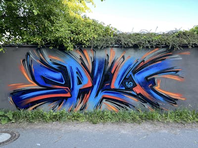 Blue and Orange and Light Blue Stylewriting by spliff one. This Graffiti is located in Kiel, Germany and was created in 2022. This Graffiti can be described as Stylewriting and Wall of Fame.