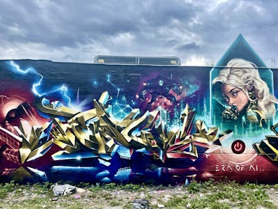 Colorful and Beige Stylewriting by Pencil. This Graffiti is located in Stockholm, Sweden and was created in 2023. This Graffiti can be described as Stylewriting, Characters, Streetart and Murals.