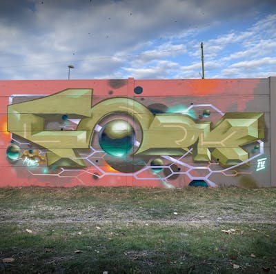 Colorful Stylewriting by Fork Imre. This Graffiti is located in Budapest, Hungary and was created in 2021. This Graffiti can be described as Stylewriting, Futuristic and 3D.
