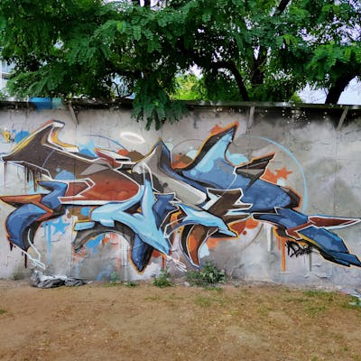 Colorful Stylewriting by Caer8th. This Graffiti is located in Prague, Czech Republic and was created in 2022. This Graffiti can be described as Stylewriting and Wall of Fame.