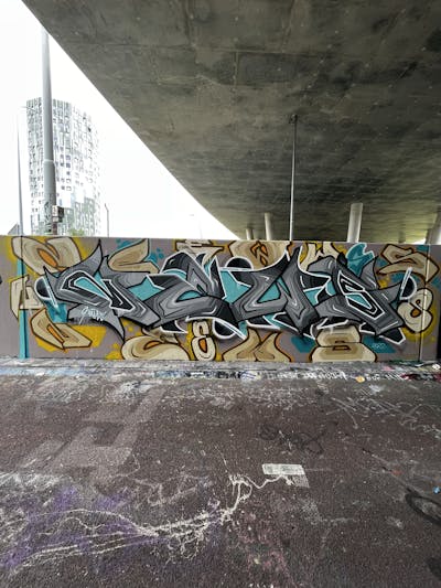 Grey and Colorful Stylewriting by News. This Graffiti is located in Groningen, Netherlands and was created in 2022. This Graffiti can be described as Stylewriting and Wall of Fame.
