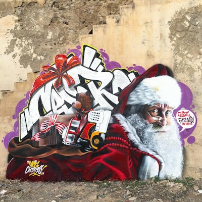 Chrome and Red and Brown Characters by ceser and Ceser87. This Graffiti is located in Gran Canaria, Spain and was created in 2022. This Graffiti can be described as Characters, Stylewriting and Abandoned.