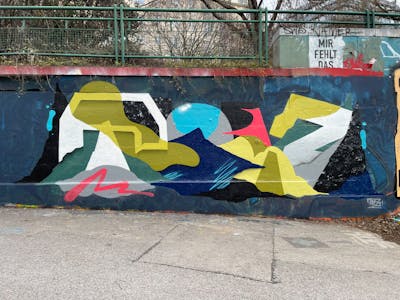 Beige and Colorful Stylewriting by Toyz, OneTwo, Myb and Terazos. This Graffiti is located in Wien, Austria and was created in 2023. This Graffiti can be described as Stylewriting and Wall of Fame.