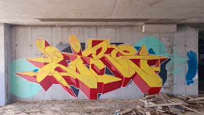 Yellow and Red Stylewriting by Zire. This Graffiti is located in Israel and was created in 2024. This Graffiti can be described as Stylewriting and Abandoned.