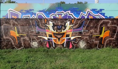 Brown and Colorful Stylewriting by Fuzio. This Graffiti is located in Budapest, Hungary and was created in 2023. This Graffiti can be described as Stylewriting and Wall of Fame.