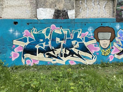 Beige and Cyan Stylewriting by ZICK and PMZ CREW. This Graffiti is located in Oldenburg, Germany and was created in 2022. This Graffiti can be described as Stylewriting, Characters and Abandoned.