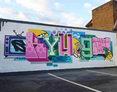 Colorful Stylewriting by Sky High. This Graffiti is located in London, United Kingdom and was created in 2022. This Graffiti can be described as Stylewriting, 3D and Characters.