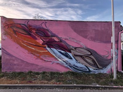 Red and Violet and Coralle Stylewriting by Resn. This Graffiti is located in Poland and was created in 2023. This Graffiti can be described as Stylewriting and Wall of Fame.