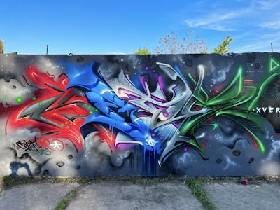 Colorful Stylewriting by CETYS.AGF. This Graffiti is located in Nitra, Slovakia and was created in 2023.
