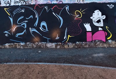 Colorful and Black Stylewriting by NKS. This Graffiti is located in madrid, Spain and was created in 2022. This Graffiti can be described as Stylewriting and Characters.