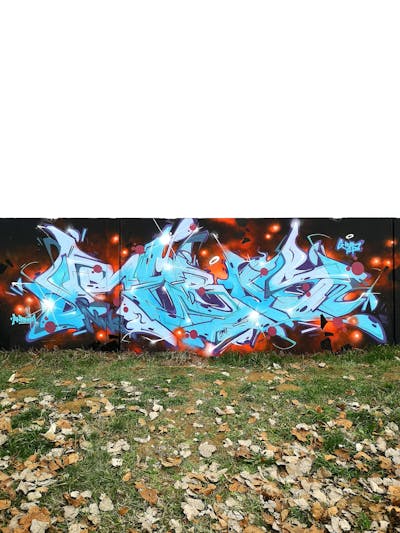 Light Blue and Orange Stylewriting by Rebus. This Graffiti is located in OSIJEK, Croatia and was created in 2024.