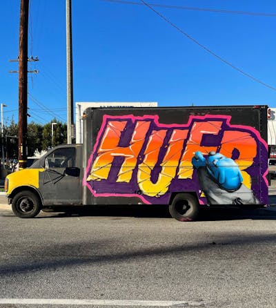 Colorful Stylewriting by HUFR and HUFR365. This Graffiti is located in Los Ángeles, United States and was created in 2021. This Graffiti can be described as Stylewriting, Cars and Characters.