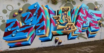 Colorful Stylewriting by Kezam. This Graffiti is located in Auckland, New Zealand and was created in 2019. This Graffiti can be described as Stylewriting and 3D.