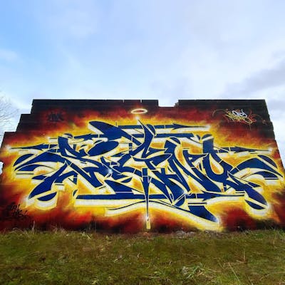 Blue and Yellow Stylewriting by Signo. This Graffiti is located in France and was created in 2023.