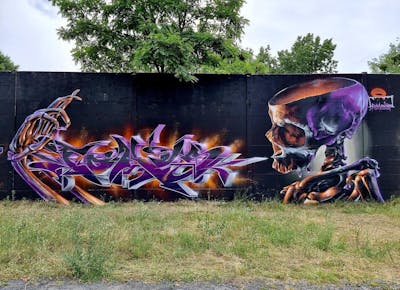 Colorful Stylewriting by Norm and FOKUS.81. This Graffiti is located in Darmstadt, Germany and was created in 2021. This Graffiti can be described as Stylewriting, Characters, Special, Murals and Wall of Fame.