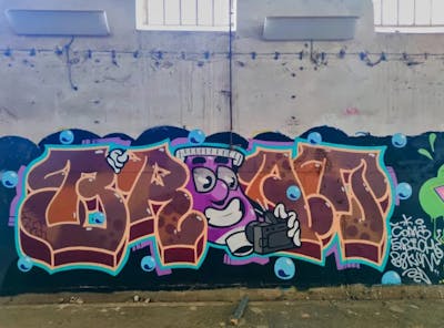 Colorful Stylewriting by Brat. This Graffiti is located in Rijeka, Croatia and was created in 2023. This Graffiti can be described as Stylewriting, Abandoned and Characters.