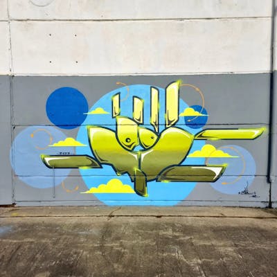 Light Green and Light Blue Stylewriting by Modi. This Graffiti is located in Dessau, Germany and was created in 2022. This Graffiti can be described as Stylewriting and Wall of Fame.