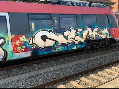 Chrome and Black and Light Blue Stylewriting by CLOK THE NATURE. This Graffiti is located in Berlin, Germany and was created in 2023. This Graffiti can be described as Stylewriting and Trains.