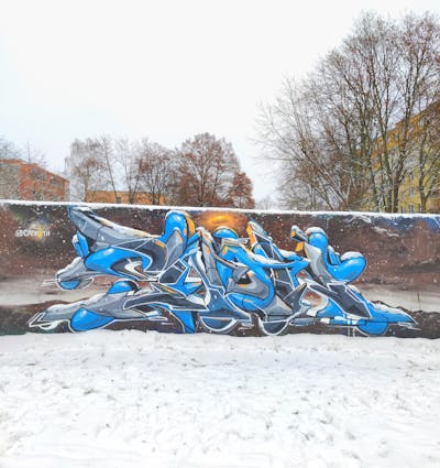 Blue and Grey Stylewriting by Caer8th. This Graffiti is located in Prague, Czech Republic and was created in 2022.