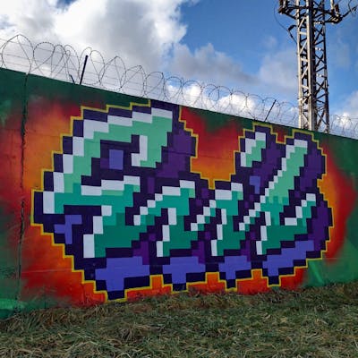 Colorful and Cyan and Violet Stylewriting by Gameboy Evil. This Graffiti is located in Kosice, Slovakia and was created in 2024.