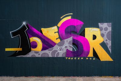 Violet and Yellow and Colorful Stylewriting by TOESER ONE. This Graffiti is located in Hamburg, Germany and was created in 2023.