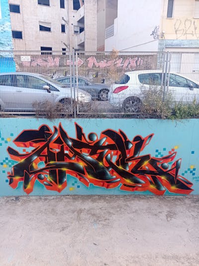 Black and Red Stylewriting by AMEK. This Graffiti is located in Alicante, Spain and was created in 2022.