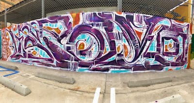White and Violet Stylewriting by LTS, Polvo and Kog. This Graffiti is located in Los Angeles, United States and was created in 2022.